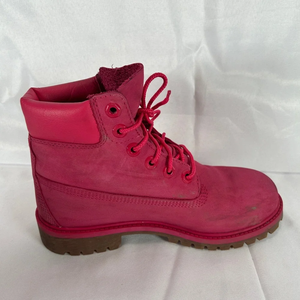 Timberland 6 Inch Premium Waterproof Boots Pink Nubuck Juniors 4.5 TB0A1ODE